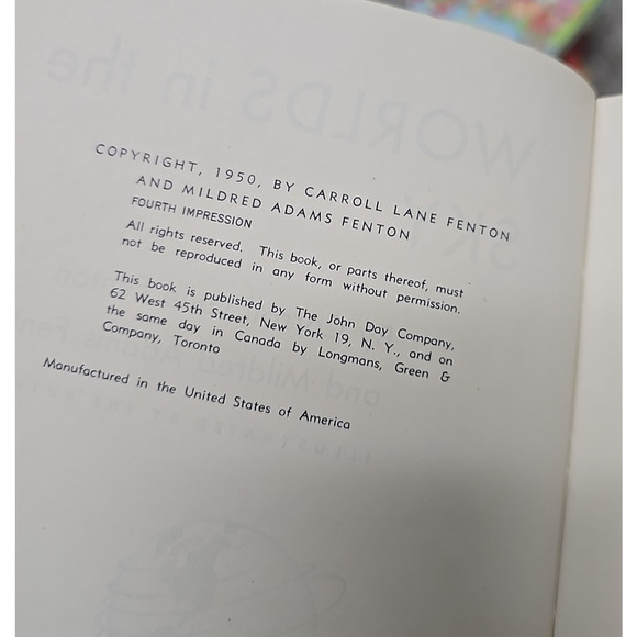 VTG 1950 Worlds in the Sky by Carroll Lane & Mildred Adams Fenton Hardcover Book - Picture 5 of 5